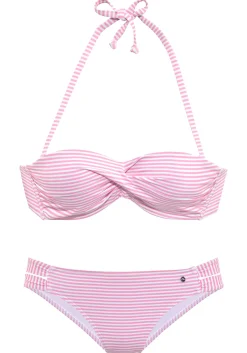Bikinis|s.Oliver Bügel-Bandeau-Bikini rosé-weiß