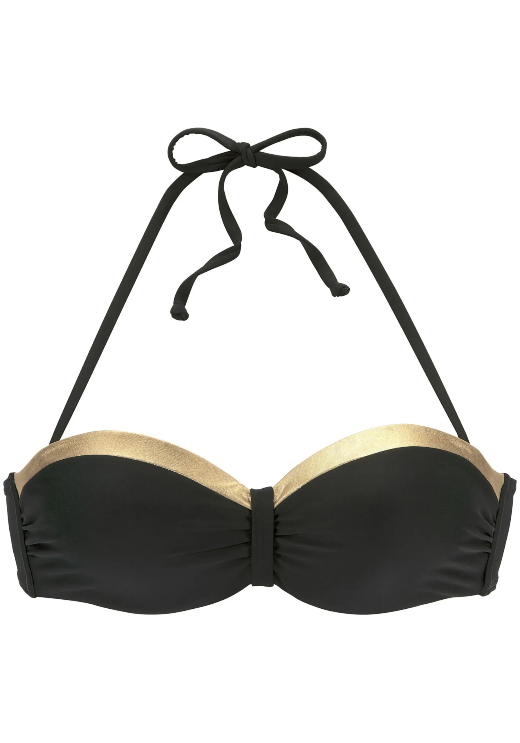Bikinis|LASCANA Bügel-Bandeau-Bikini-Top schwarz-goldfarben