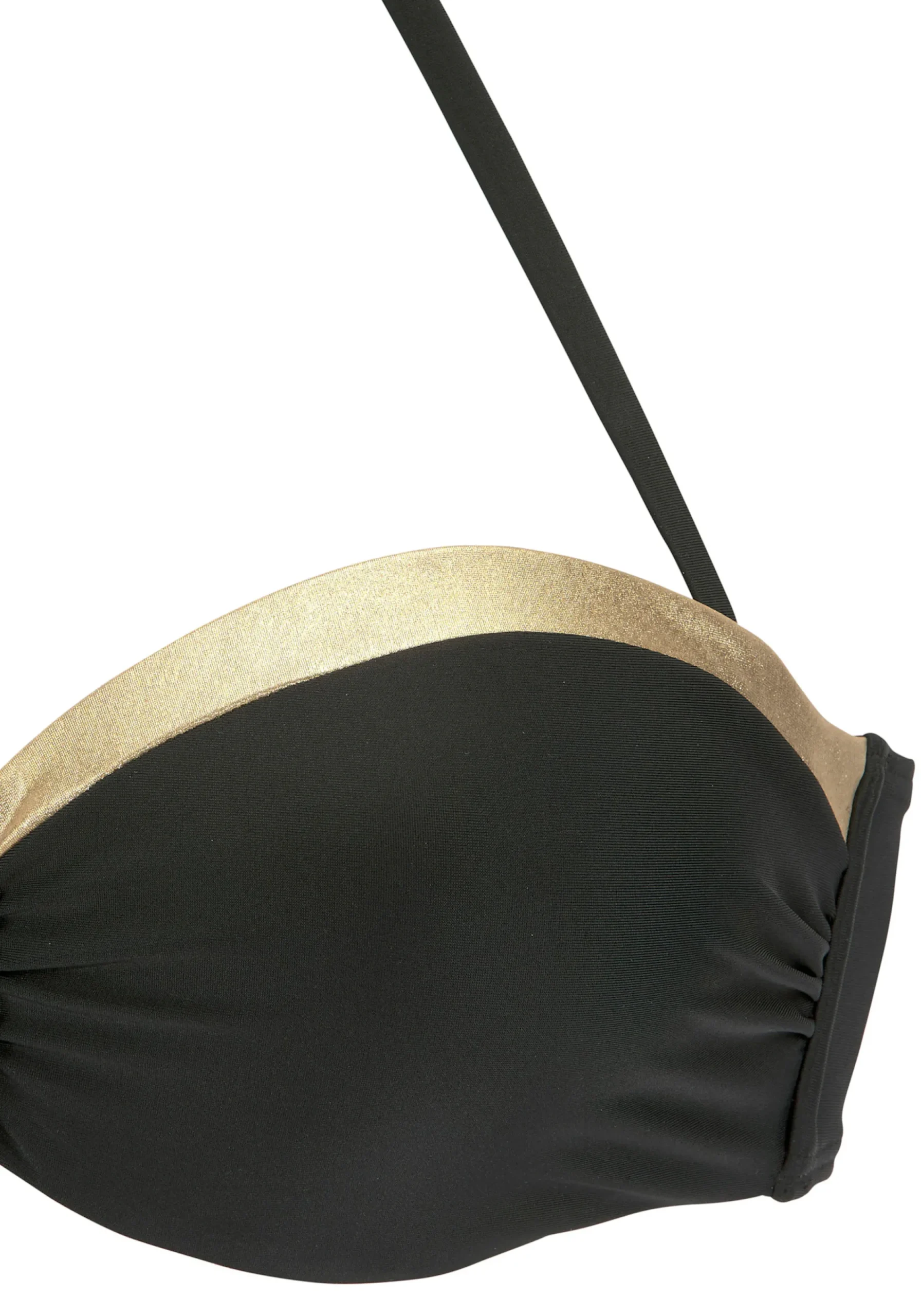 Bikinis|LASCANA Bügel-Bandeau-Bikini-Top schwarz-goldfarben