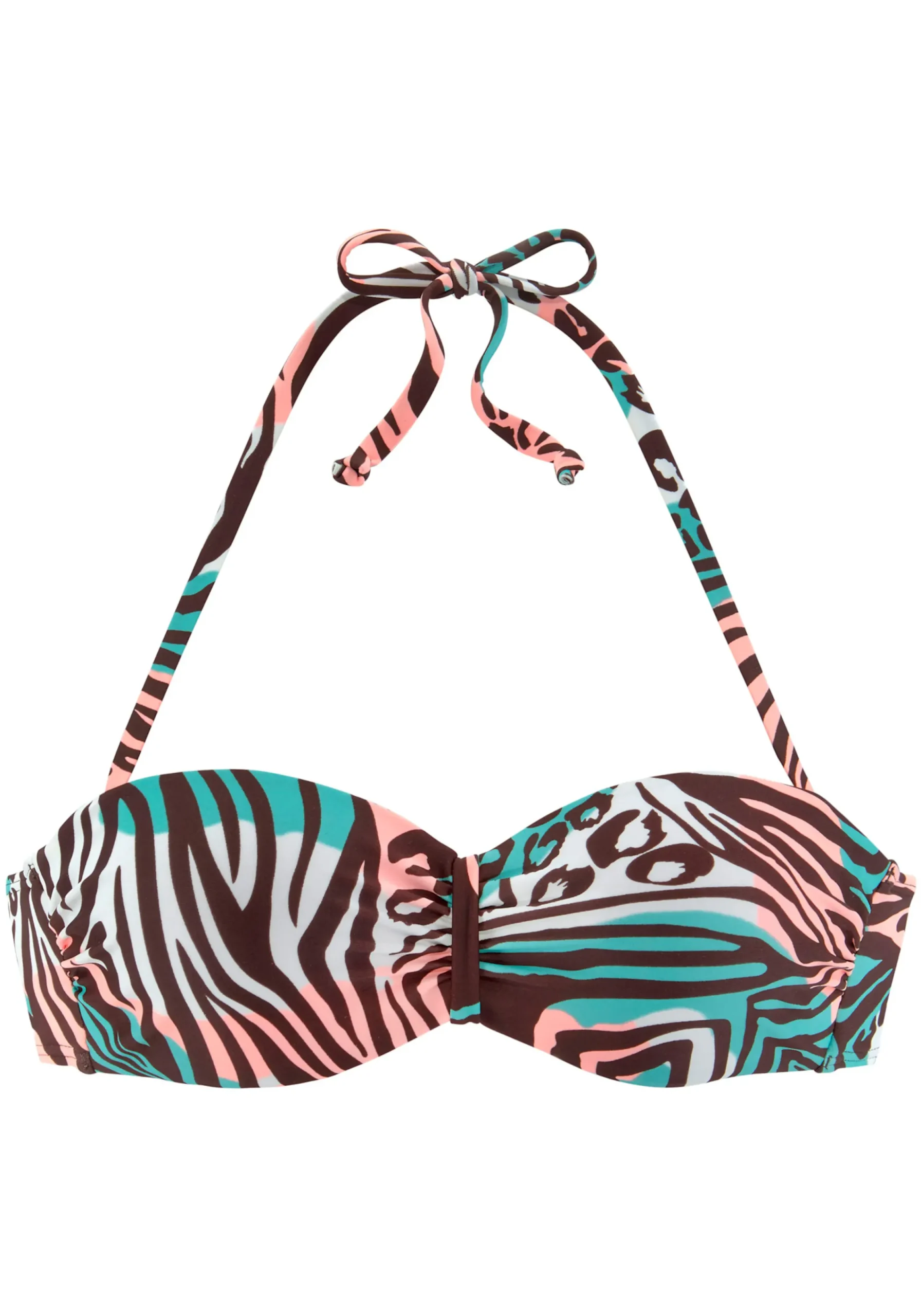 Bikinis|Venice Beach Bügel-Bandeau-Bikini-Top türkis-bedruckt