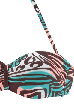 Bikinis|Venice Beach Bügel-Bandeau-Bikini-Top türkis-bedruckt