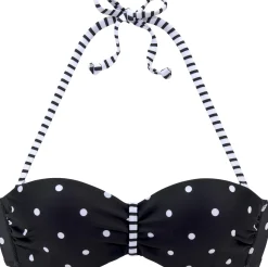 Bikinis|s.Oliver Bügel-Bandeau-Bikini-Top schwarz-weiß