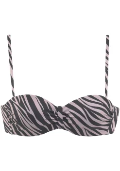 Bikinis|LASCANA Bügel-Bandeau-Bikini-Top schwarz-bedruckt