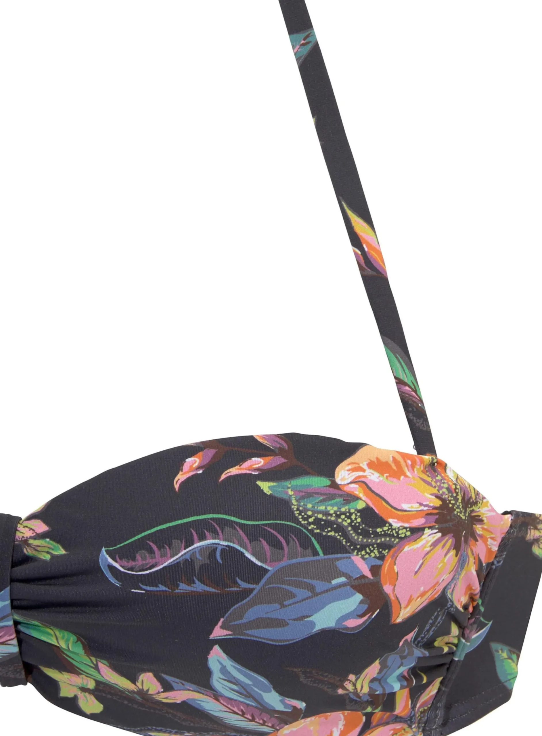 Bikinis|LASCANA Bügel-Bandeau-Bikini-Top anthrazit-bedruckt