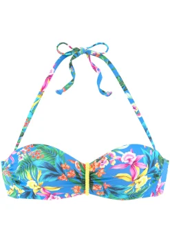 Bikinis|Venice Beach Bügel-Bandeau-Bikini-Top blau-bedruckt