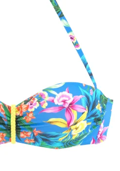 Bikinis|Venice Beach Bügel-Bandeau-Bikini-Top blau-bedruckt