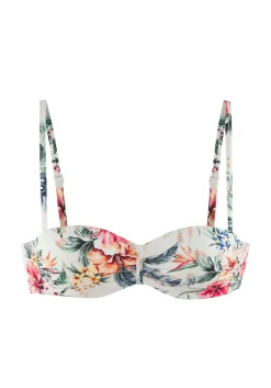 Bikinis|LASCANA Bügel-Bandeau-Bikini-Top cremebedruckt
