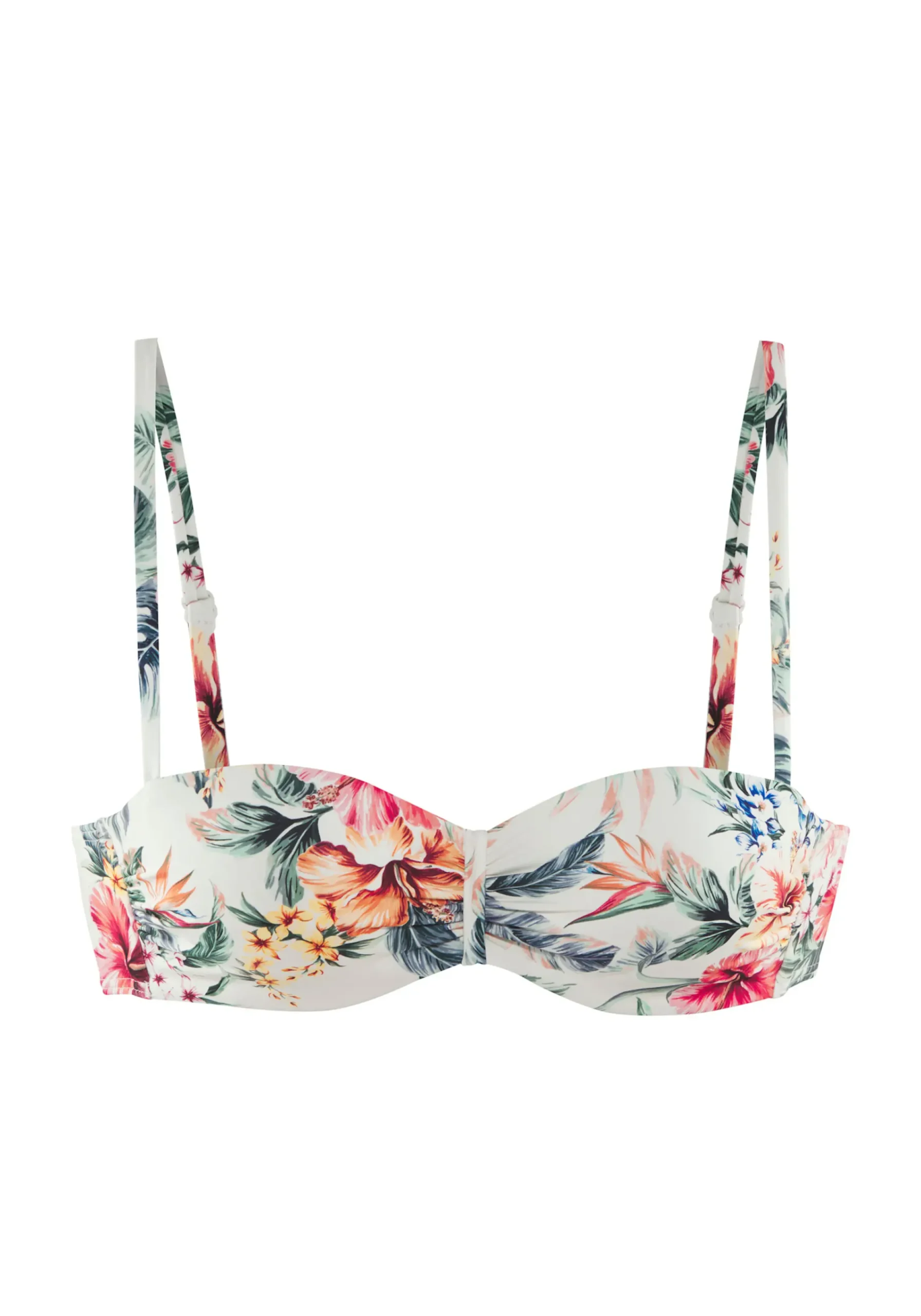 Bikinis|LASCANA Bügel-Bandeau-Bikini-Top cremebedruckt