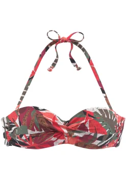 Bikinis|LASCANA Bügel-Bandeau-Bikini-Top rotbedruckt