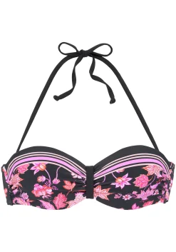 Bikinis|LASCANA Bügel-Bandeau-Bikini-Top schwarz-pink