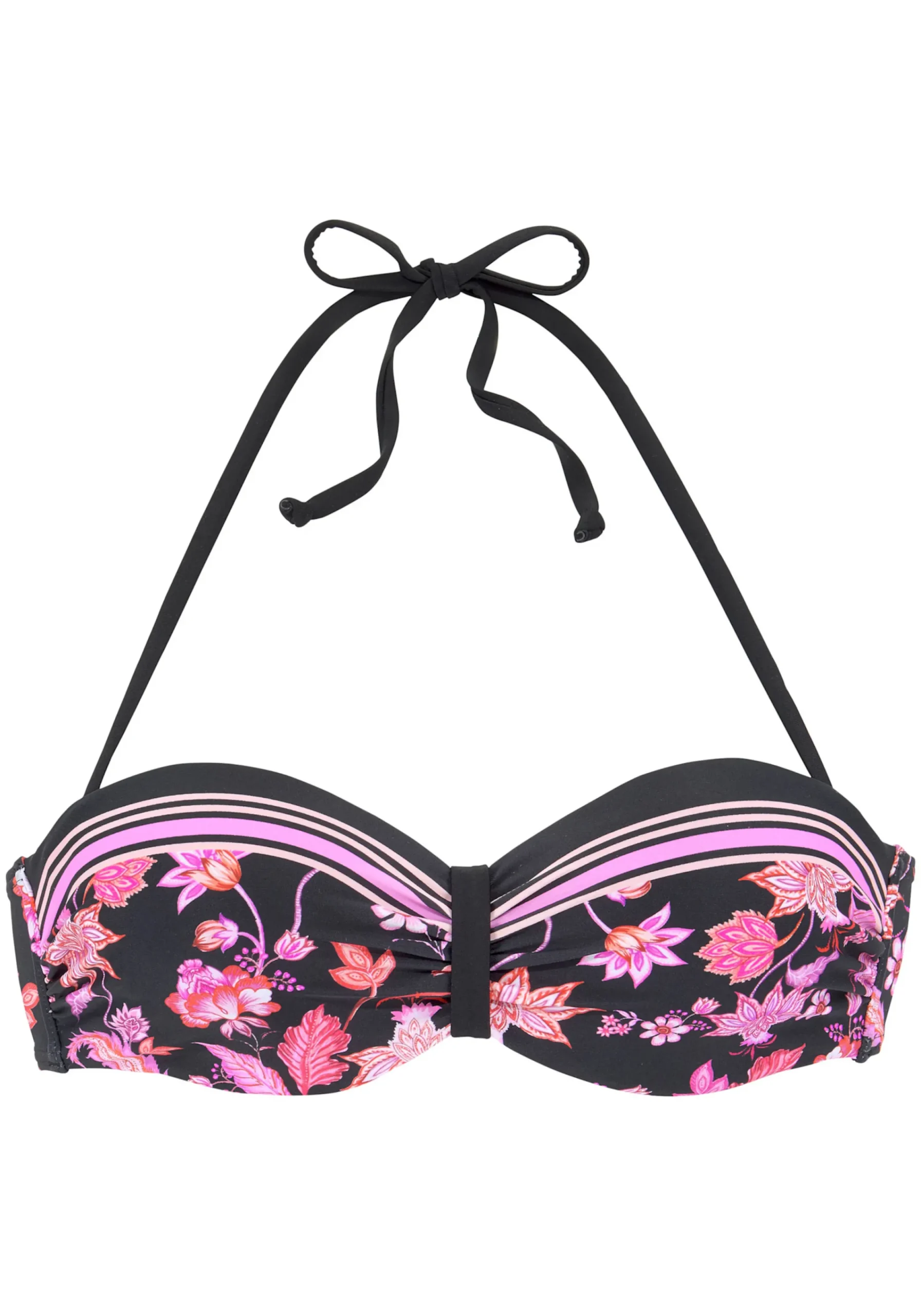 Bikinis|LASCANA Bügel-Bandeau-Bikini-Top schwarz-pink