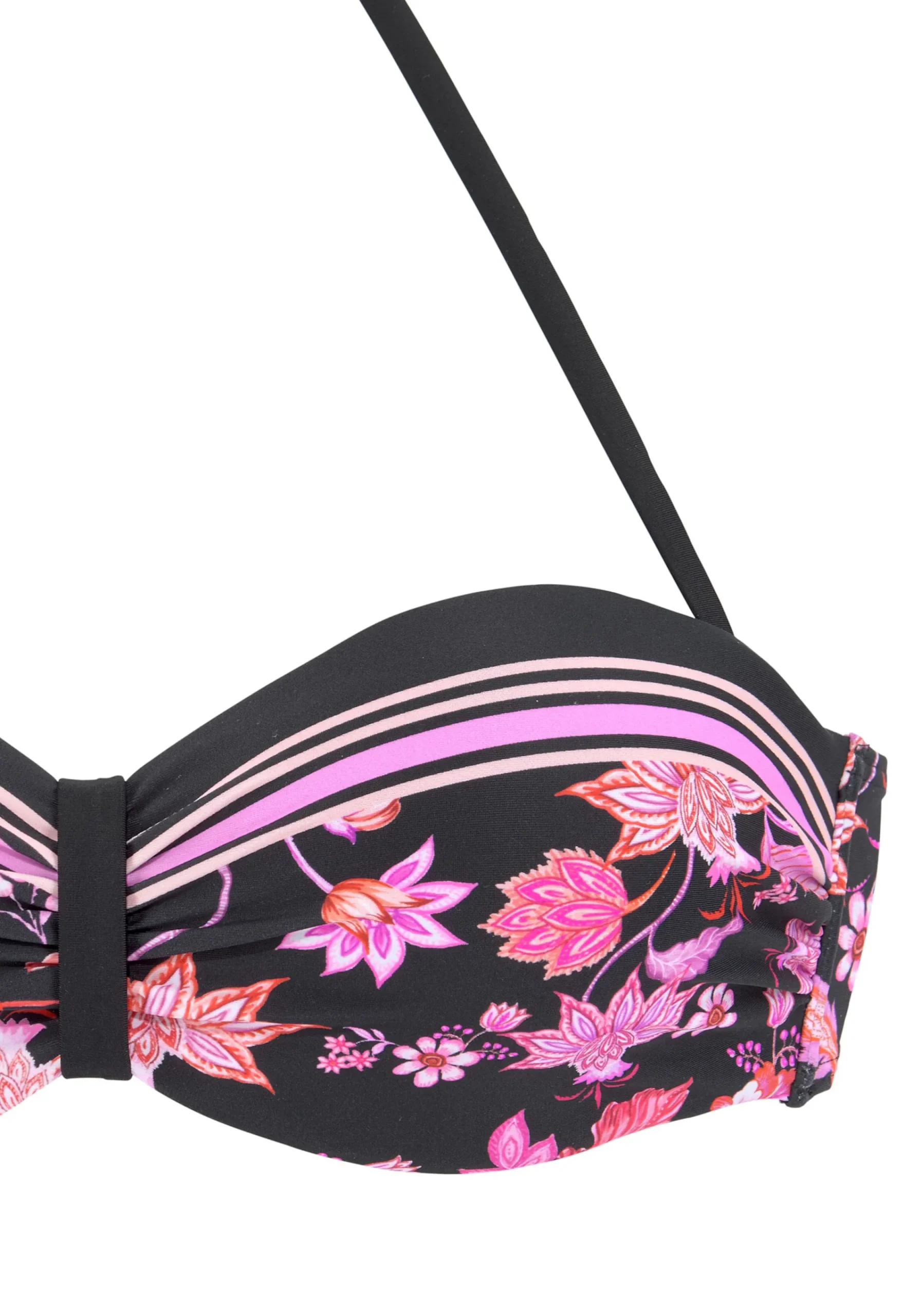 Bikinis|LASCANA Bügel-Bandeau-Bikini-Top schwarz-pink