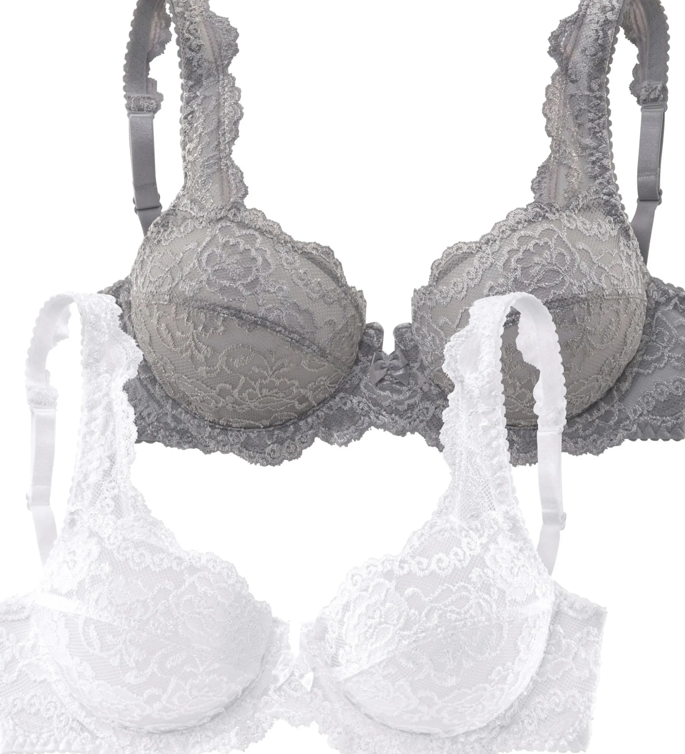 Bhs|petite fleur Bügel-BH steingrau+weiß