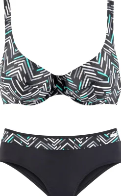 Bikinis|LASCANA Bügel-Bikini schwarz-bedruckt