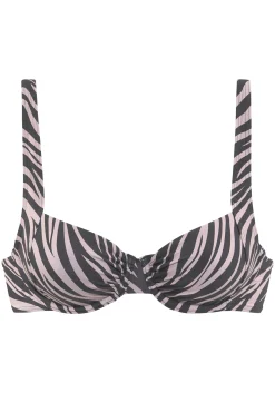 Bikinis|LASCANA Bügel-Bikini-Top schwarz-bedruckt