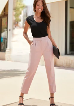 Hosen|LASCANA Bügelfaltenhose mauve