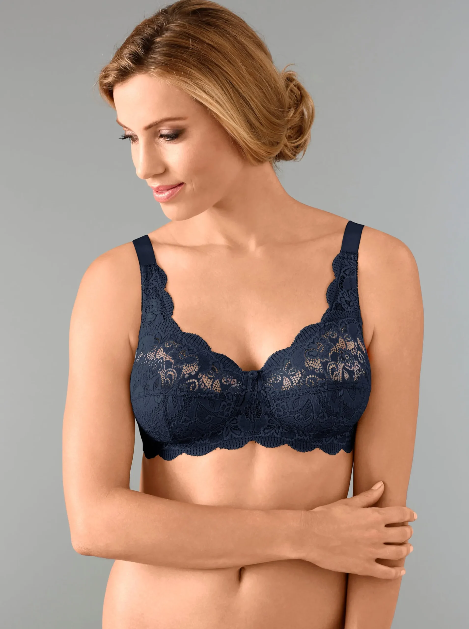 Bhs|Susa BH ohne Bügel weiß+marine