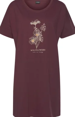 Nachtwäsche|Vivance Dreams Bigshirt bordeaux+hellblau