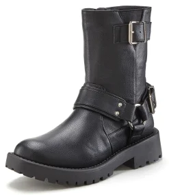 Stiefeletten|Stiefel|LASCANA Bikerboots schwarz
