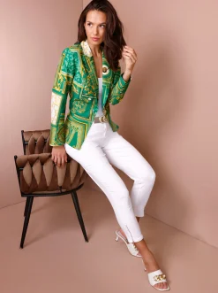 Blazer|CREATION L PREMIUM Blazer grün-gelb-bedruckt