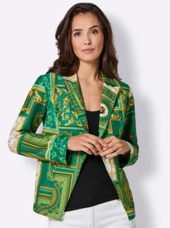 Blazer|CREATION L PREMIUM Blazer grün-gelb-bedruckt
