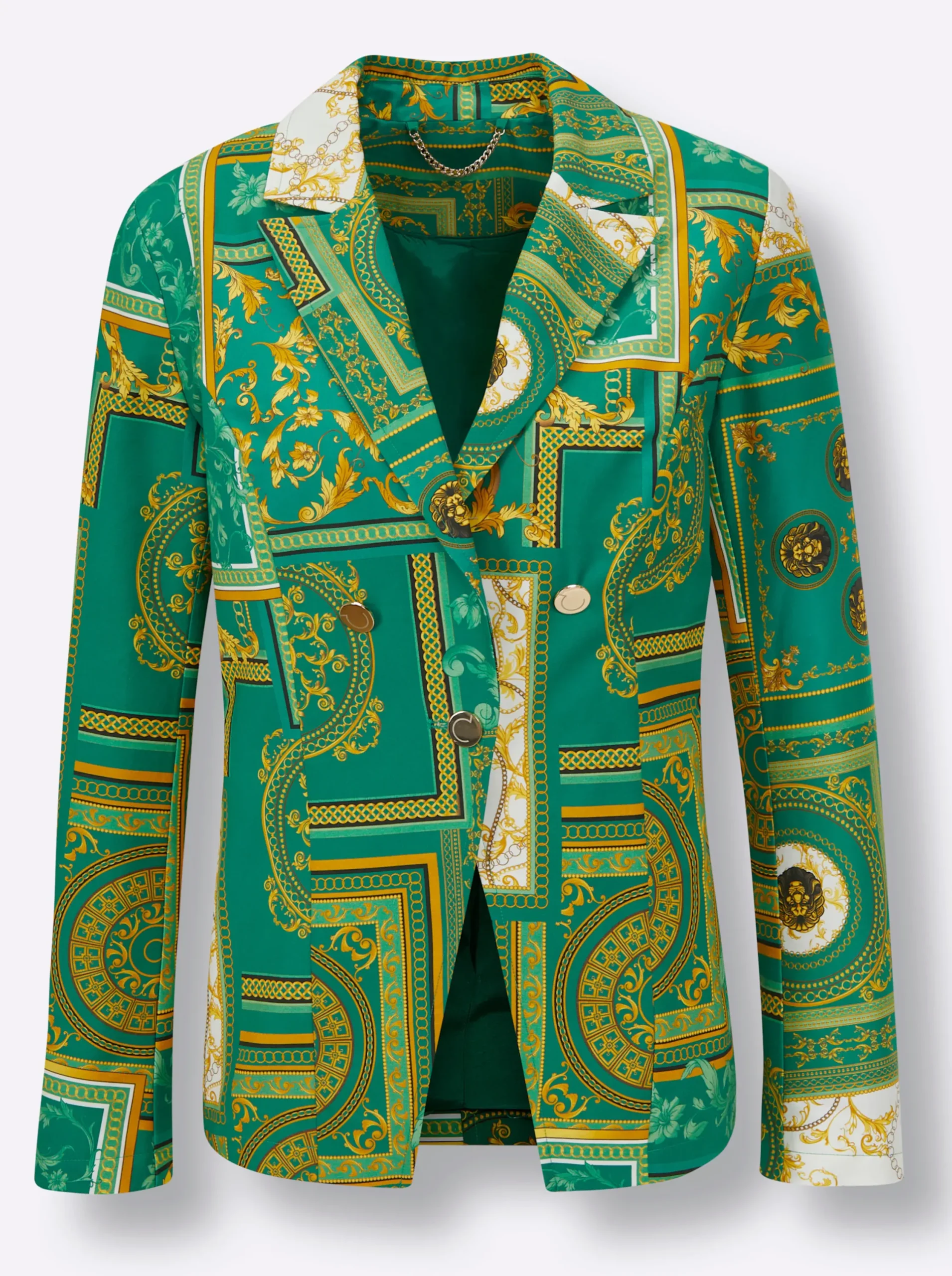 Blazer|CREATION L PREMIUM Blazer grün-gelb-bedruckt