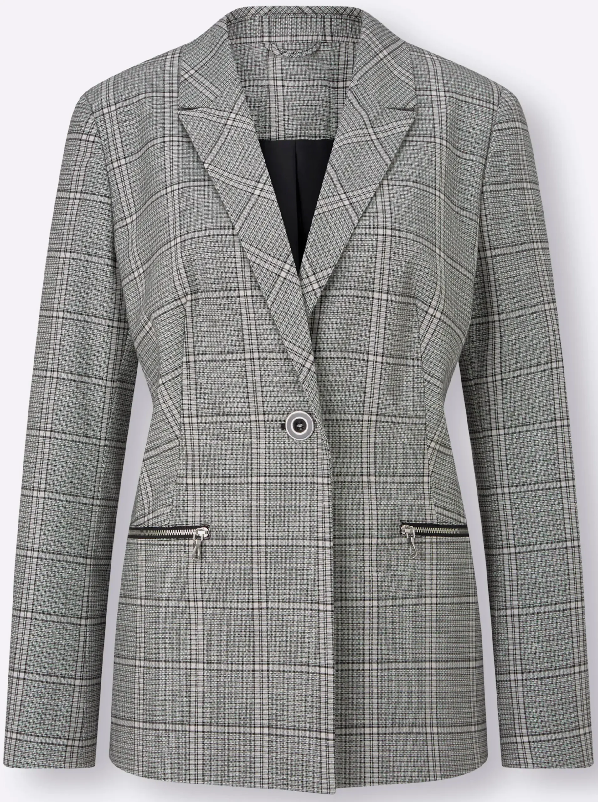 Blazer| Blazer schwarz-weiß-kariert