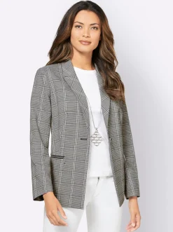 Blazer| Blazer schwarz-weiß-kariert