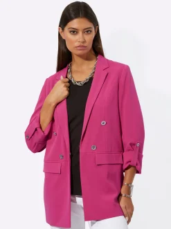 Blazer| Blazer mit gestreiftem Futter fuchsia