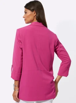 Blazer| Blazer mit gestreiftem Futter fuchsia