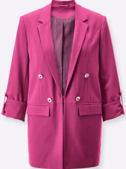 Blazer| Blazer mit gestreiftem Futter fuchsia