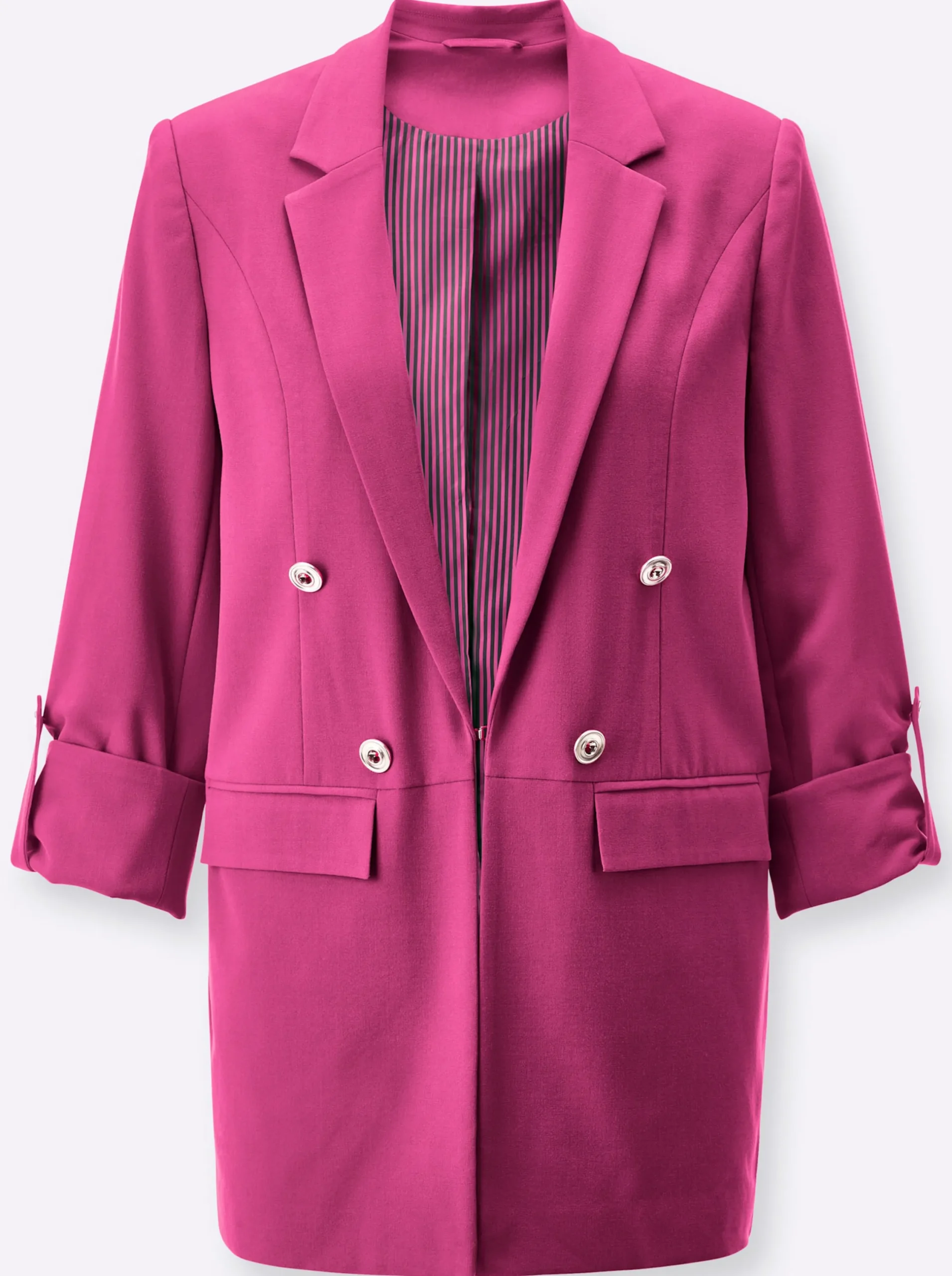 Blazer| Blazer mit gestreiftem Futter fuchsia