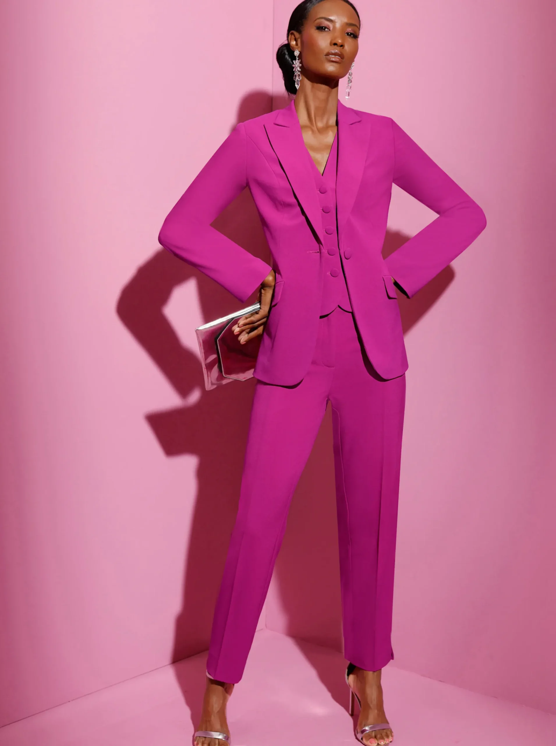 Blazer| Blazer mit Knopfverschluss magenta
