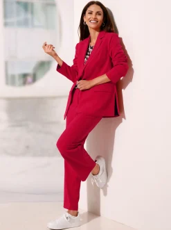Blazer| Blazer mit kontrastfarbigem Futter rot