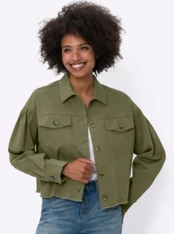 Jacken|heine Blazer mit langen Puff-Ärmeln khaki