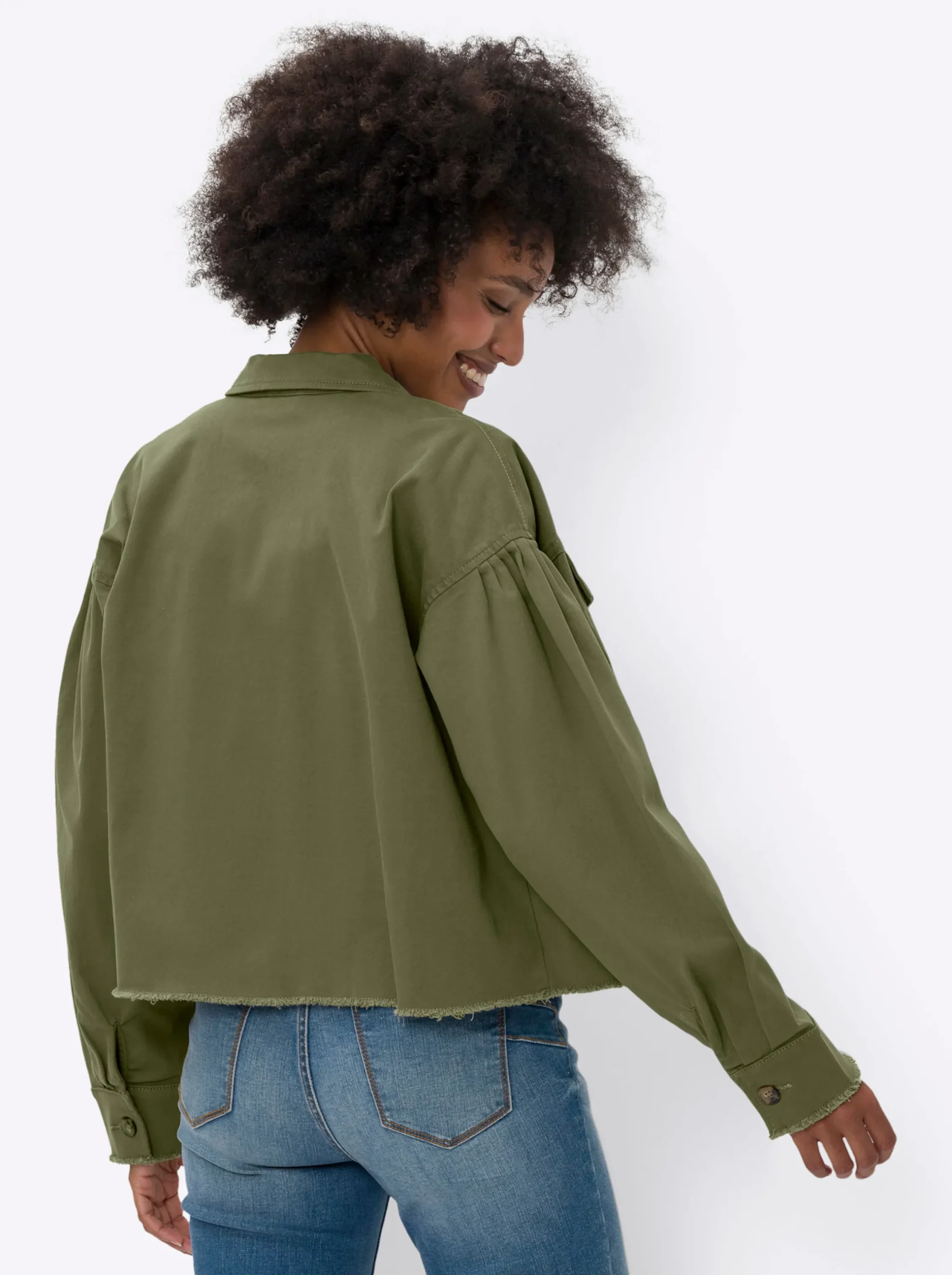 Jacken|heine Blazer mit langen Puff-Ärmeln khaki