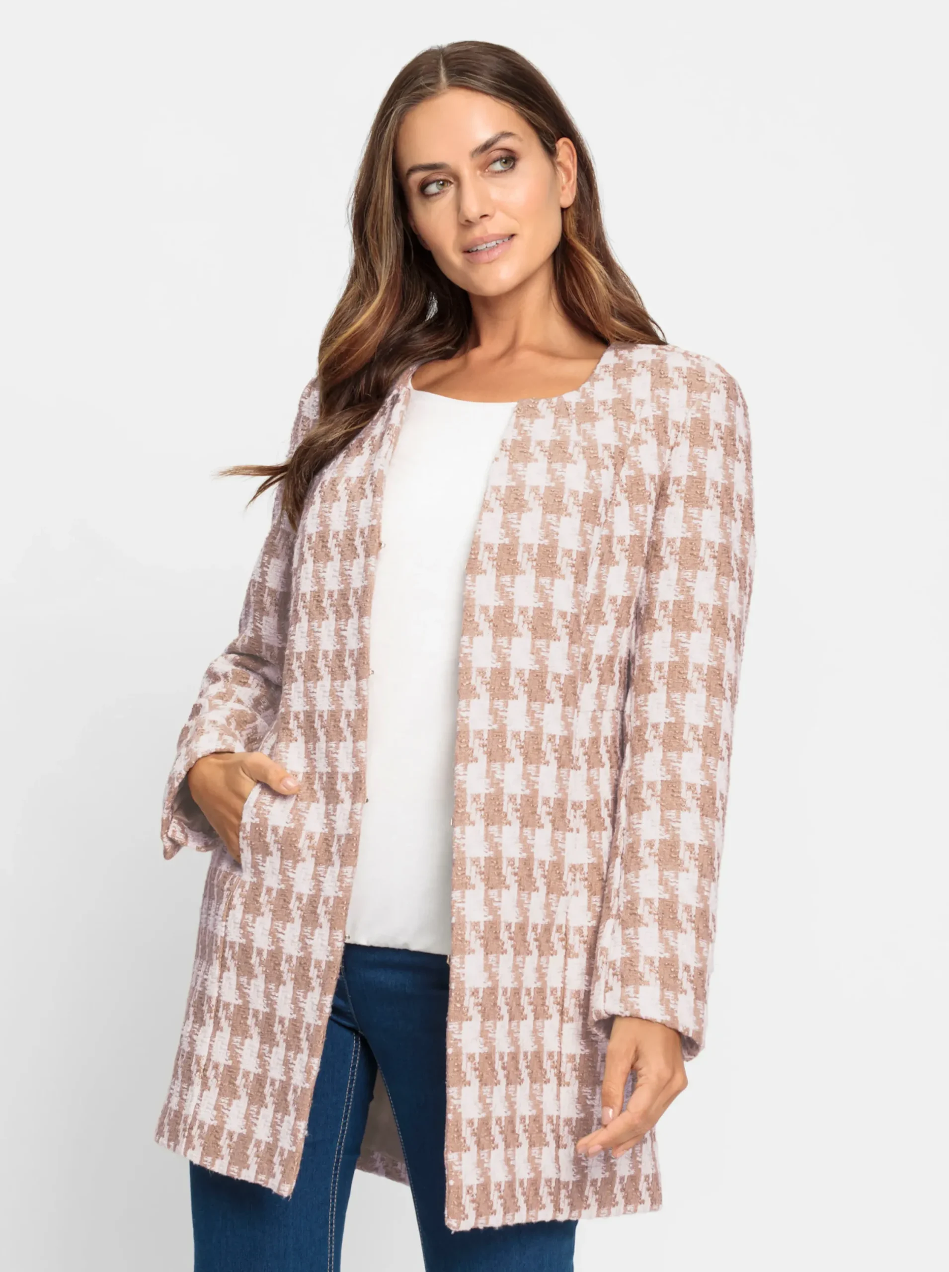 Blazer|heine Blazer mit Pepita-Dessin ecru-camelPepita