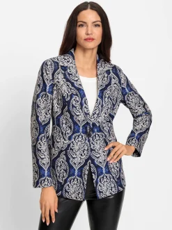 Blazer|heine Blazer mit Schulterpolstern marine-sand-bedruckt