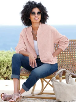 Blazer|heine Blousonjacke in Bouclé-Qualität champagner-rosenquarz-meliert