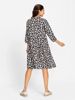 Kleider| Blumenkleid schwarz-weiß-gemustert