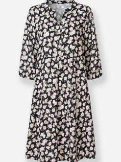 Kleider| Blumenkleid schwarz-weiß-gemustert