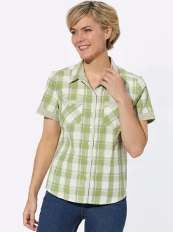 Blusen| Bluse schilf-ecru-kariert