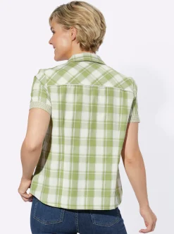 Blusen| Bluse schilf-ecru-kariert