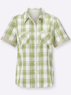 Blusen| Bluse schilf-ecru-kariert