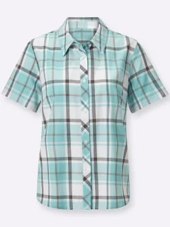 Blusen| Bluse mint-grau-kariert