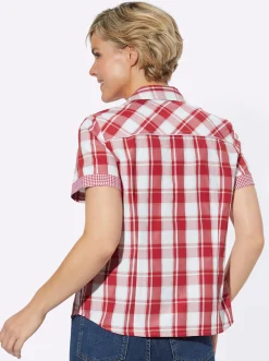 Blusen| Bluse rot-ecru-kariert
