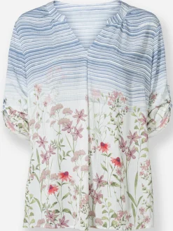 Blusen| Bluse hortensie-bleu-bedruckt