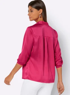 Blusen| Bluse mit Stehkragen pink