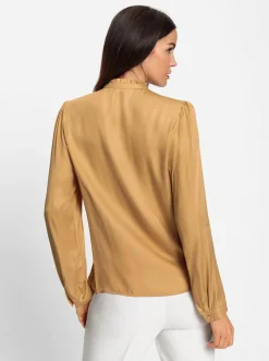Blusen|heine Bluse mit Stehkragen und Puffärmeln goldfarben