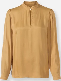 Blusen|heine Bluse mit Stehkragen und Puffärmeln goldfarben